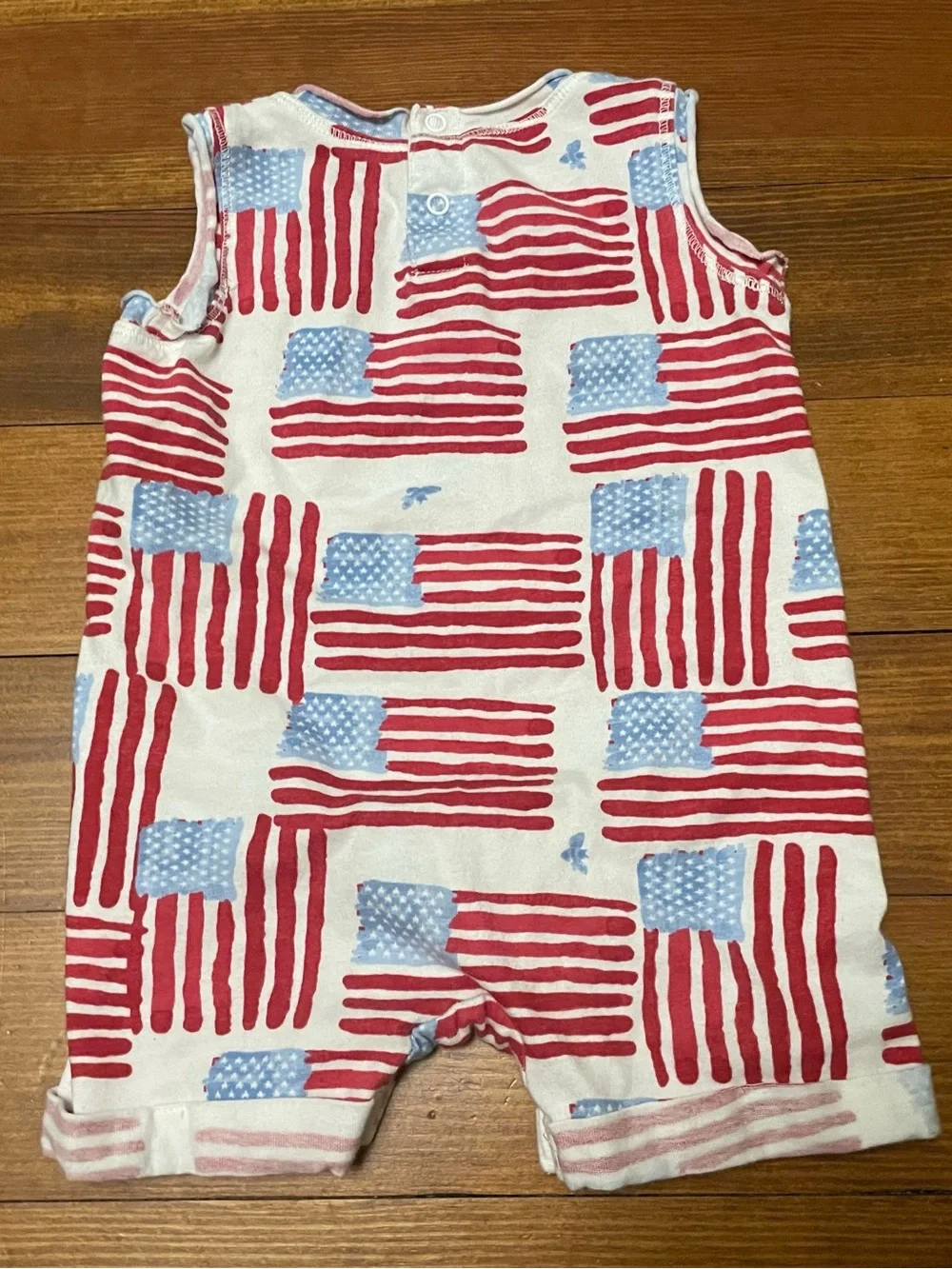 Burt's Bees Baby Red & White Striped Organic Cotton American Flag Romper 0-3 Mon